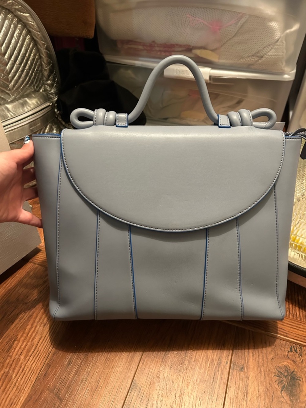 Dillard's Structured Top-Handle Satchel in Powder Blue
